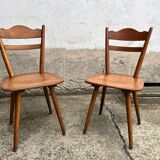 Set of 4 vintage beech bistro chairs – compass legs