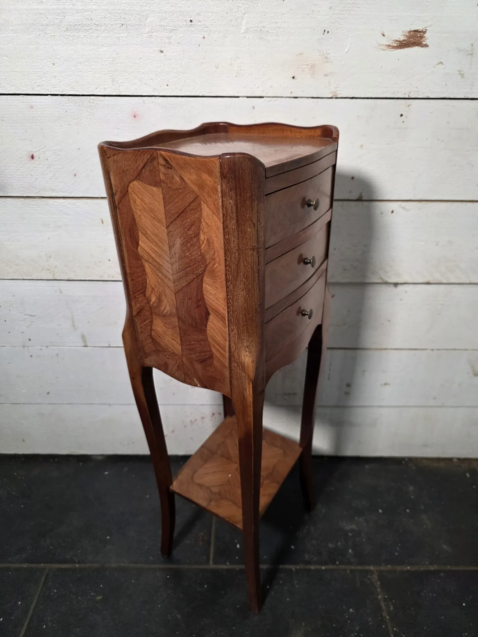 Louis XV style bedside table in marquetry