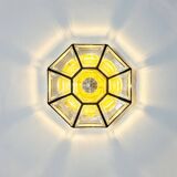 Plafonnier en verre et laiton du milieu du siècle, Limbourg, Allemagne, années 1960