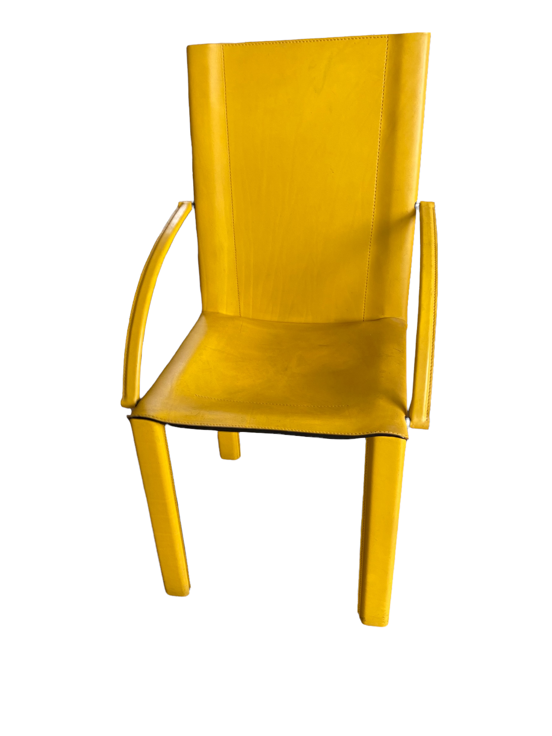 Coral armchair in yellow leather by Matteo Grassi from the 1970s.