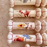 Series of 9 longchamp earthenware knife holders floral decor