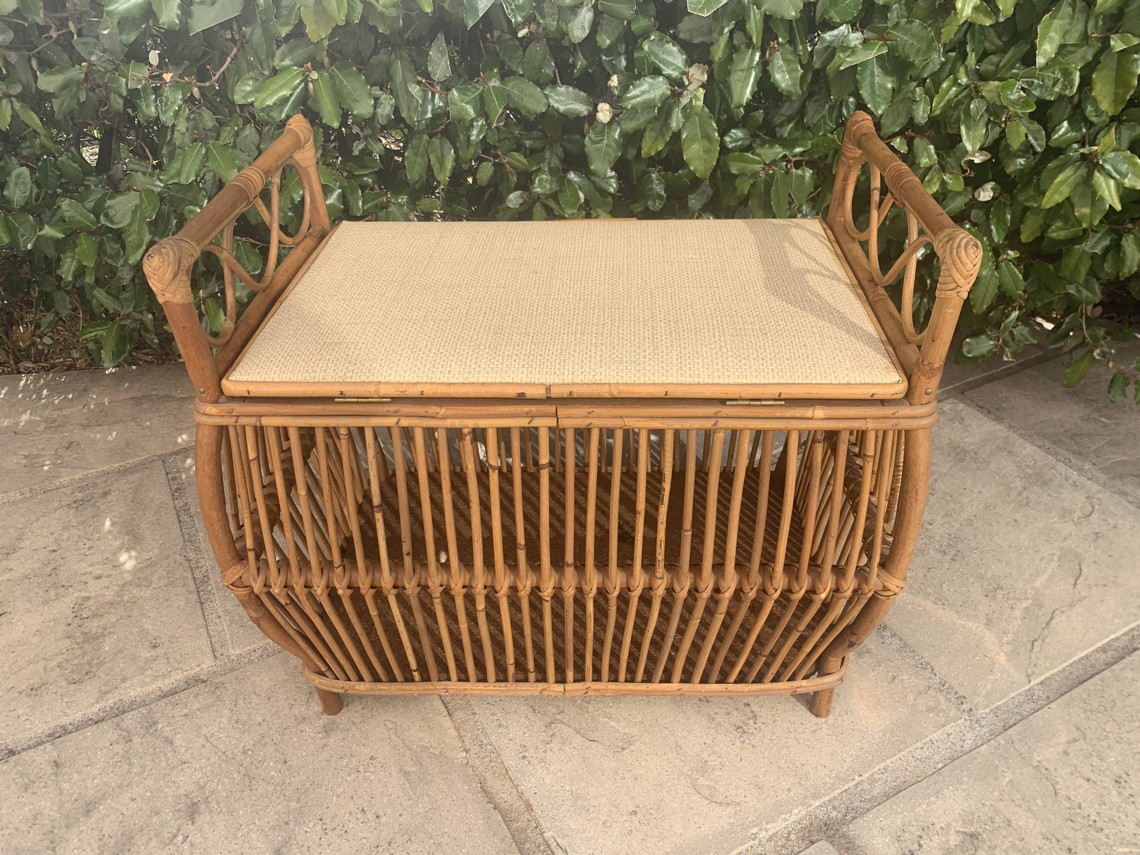 Vintage rattan toy chest