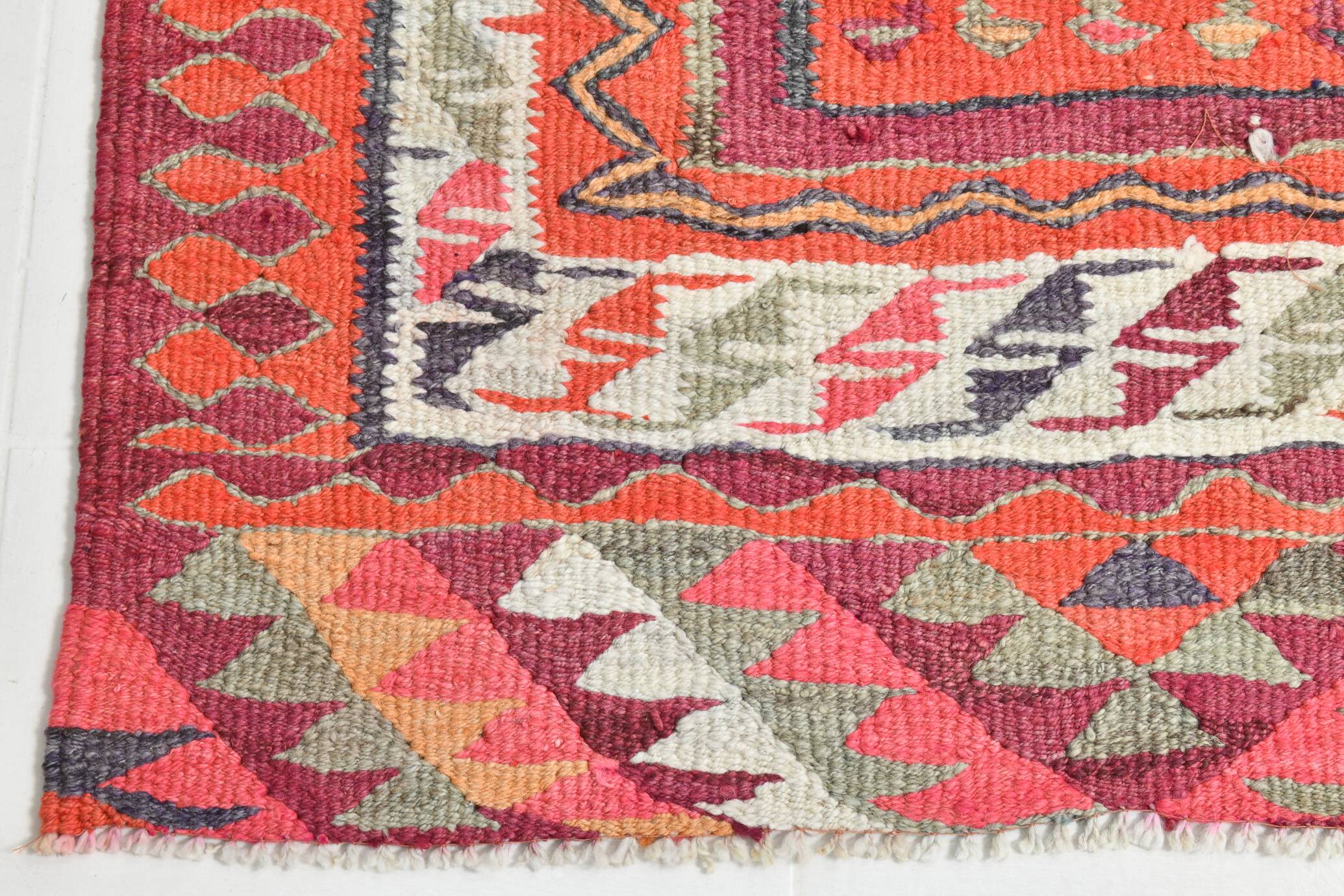Red & Burgundy Vintage Runner Rug, 102x274Cm