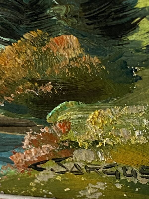 Peinture à l'Huile sur Panneau Vintage Signée CLAUDE SARGUE Paysage 2