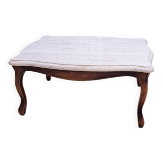 Wood and marble coffee table
