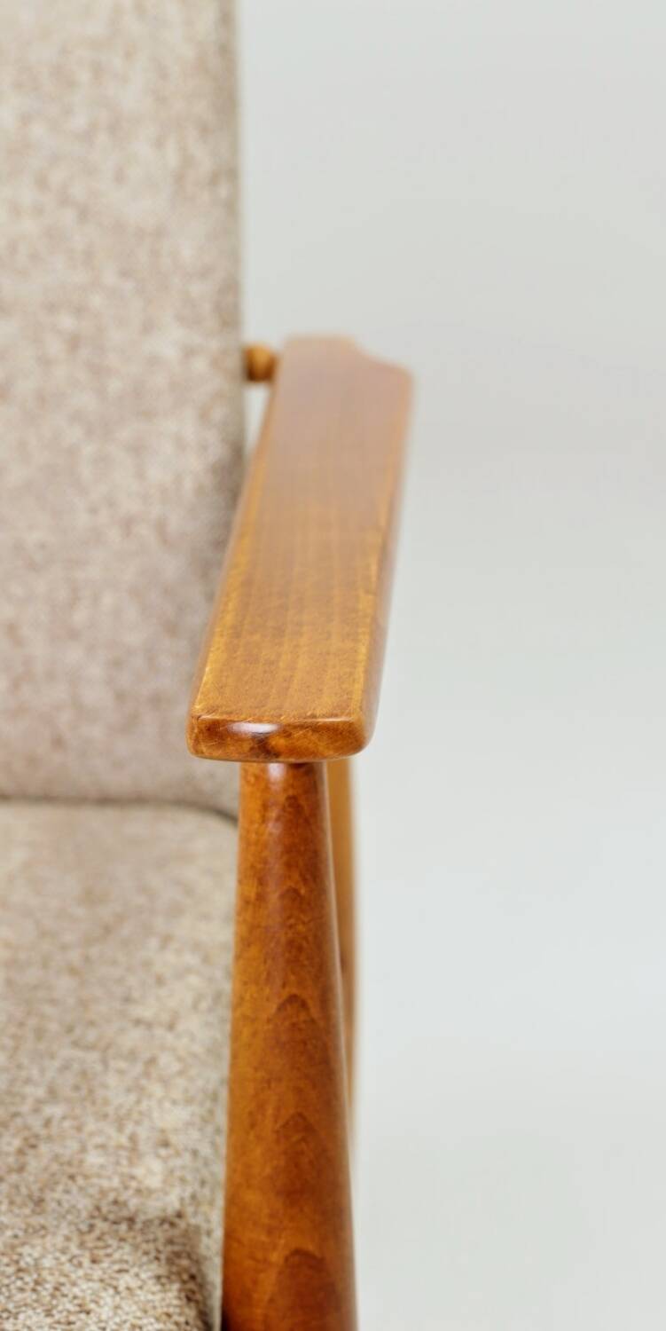 Fauteuil scandinave en tissu tressé beige
