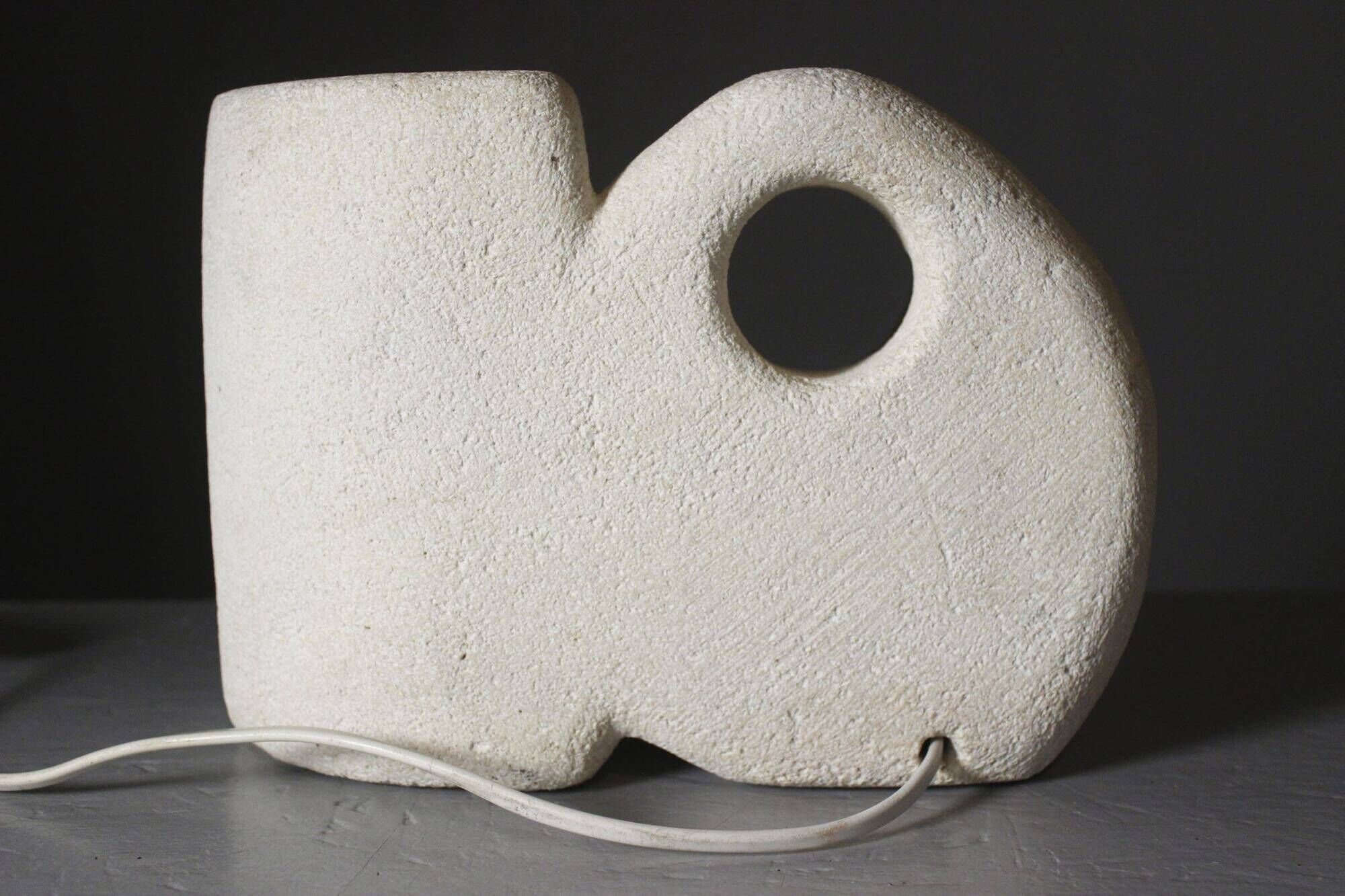 Sculptural vase lamp from Pierre du Gard, carved, 1970s design by Albert Tormos.