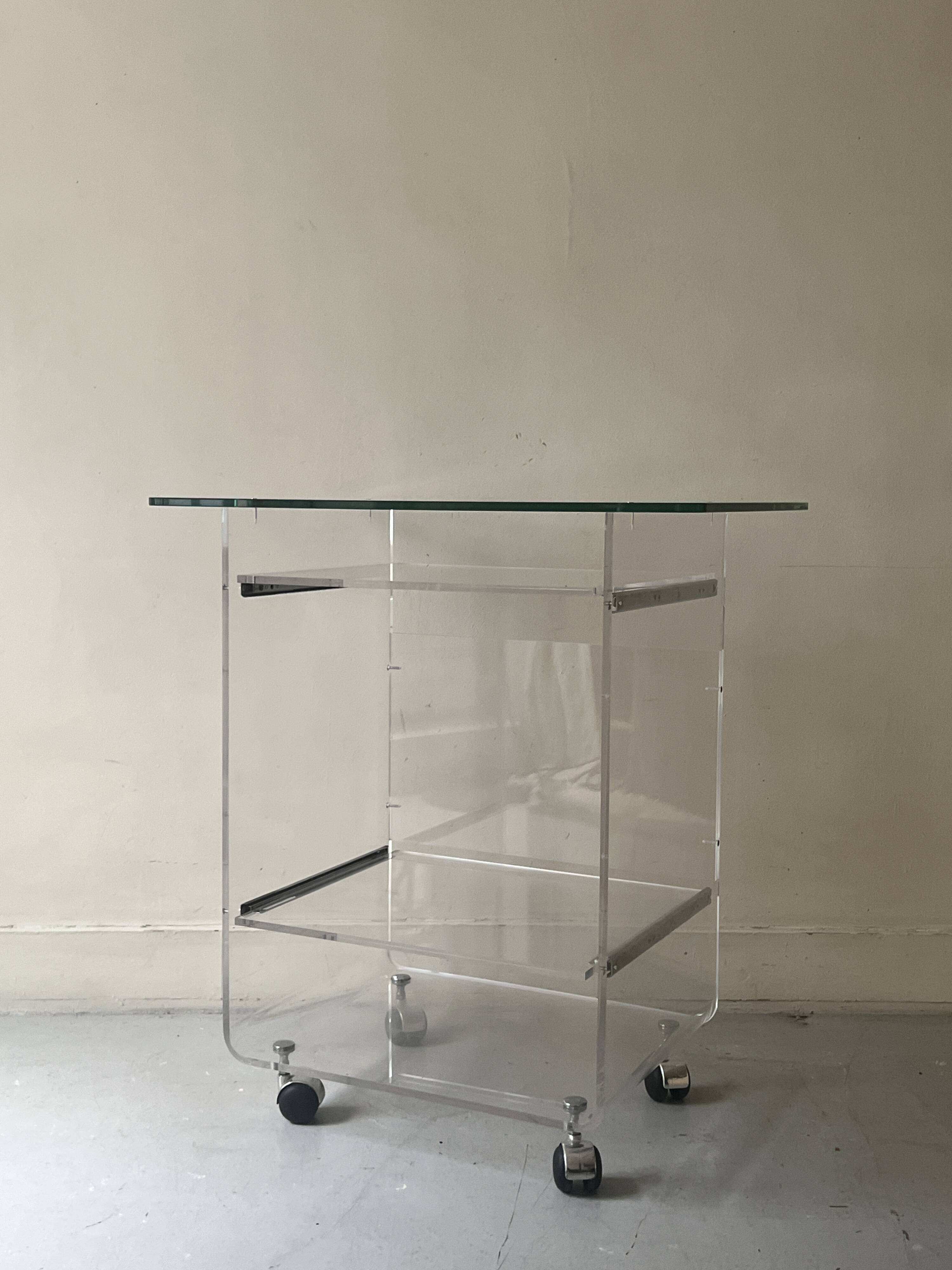 Desk in plexiglass by David Lange for Roche Bobois, design 1970.