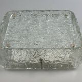 60s 70s ice glass flush mount ceiling lamp by Kaiser Leuchten Germany