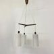Mid-century design pendant lamp teak and opaline glass , 1970s
