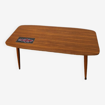 Table basse scandinave teck et céramique des années 60