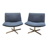 Set of 2 Arper Catifa 80 lounge chairs grey fabric / chrome