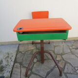 Vintage metal and wood school desk