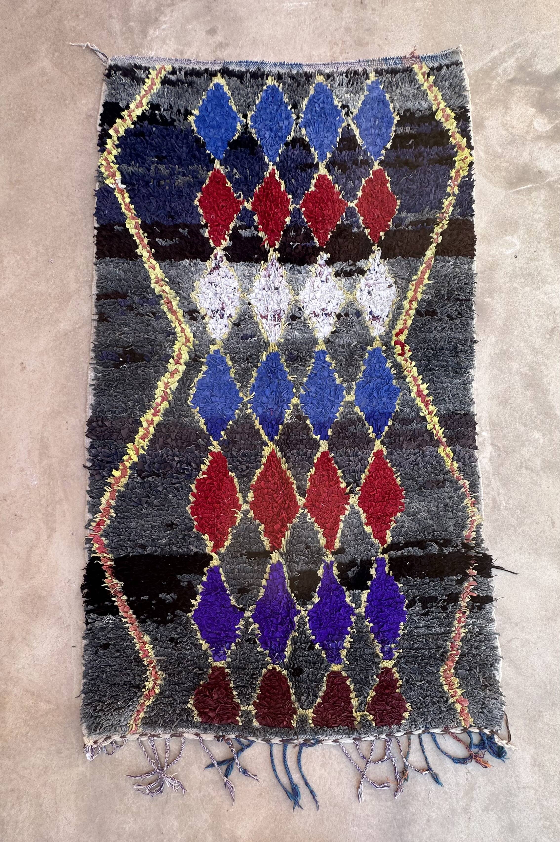 Moroccan carpet boucherouite colored - 116 x 213 cm