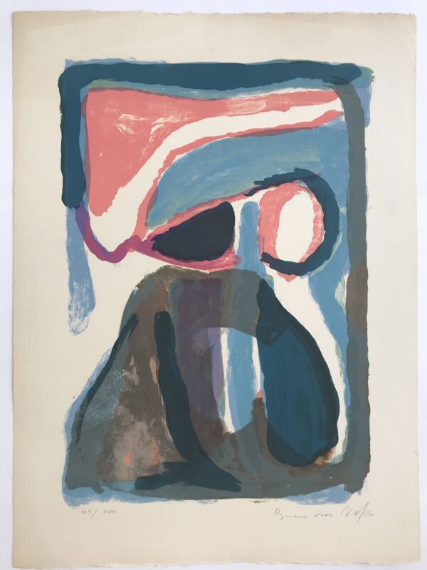 Bram van velde, nuit, 1968 (mp 43). lithographie originale signée au crayon