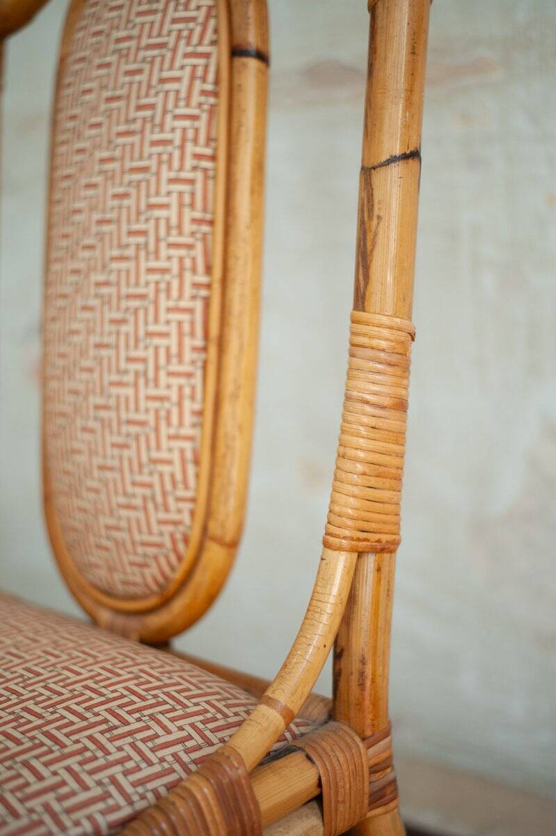 Vintage Italian bamboo chairs, 1980s, set of 8.