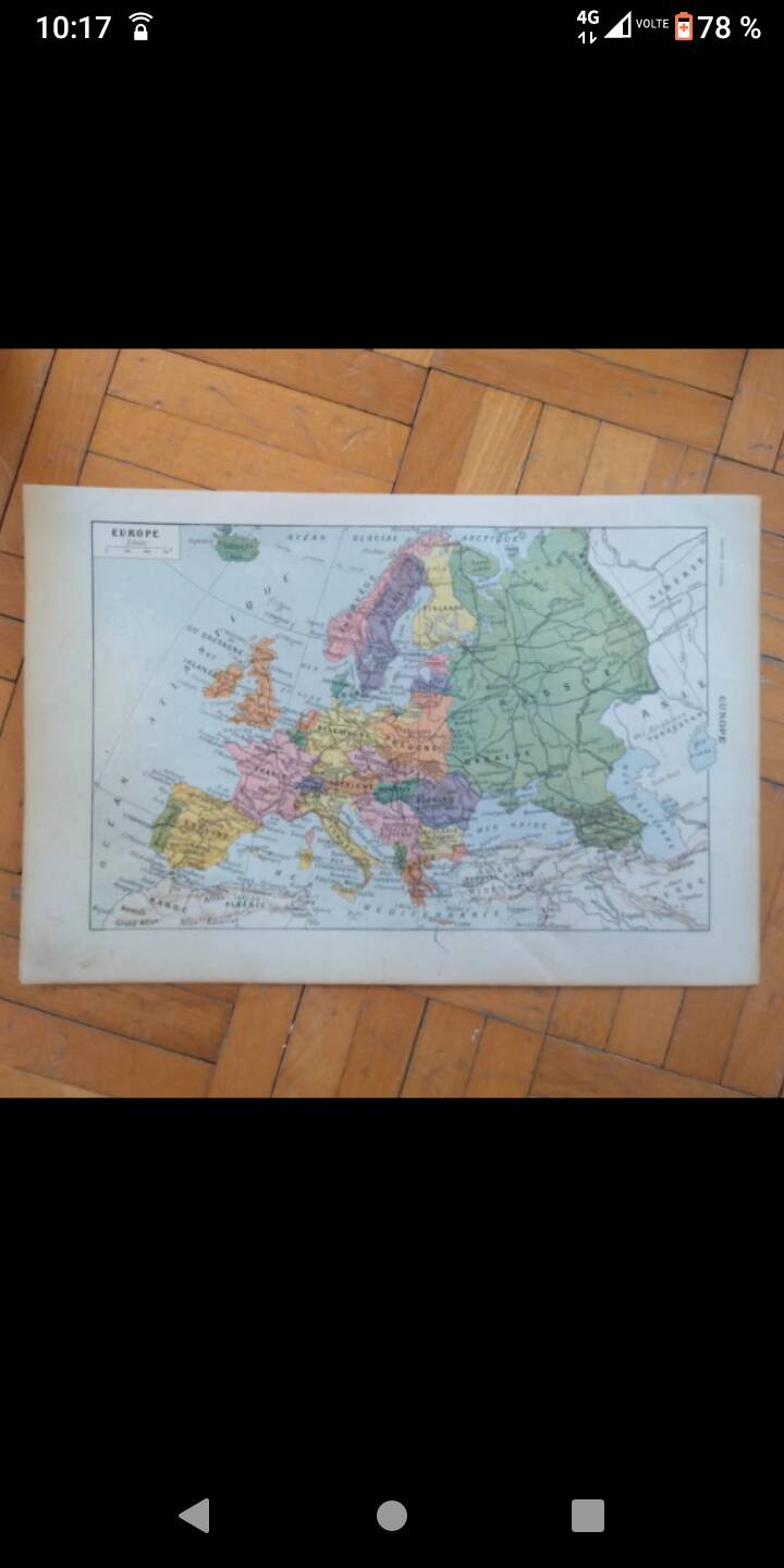 Old geographical map of Europe Larousse