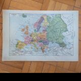 Old geographical map of Europe Larousse