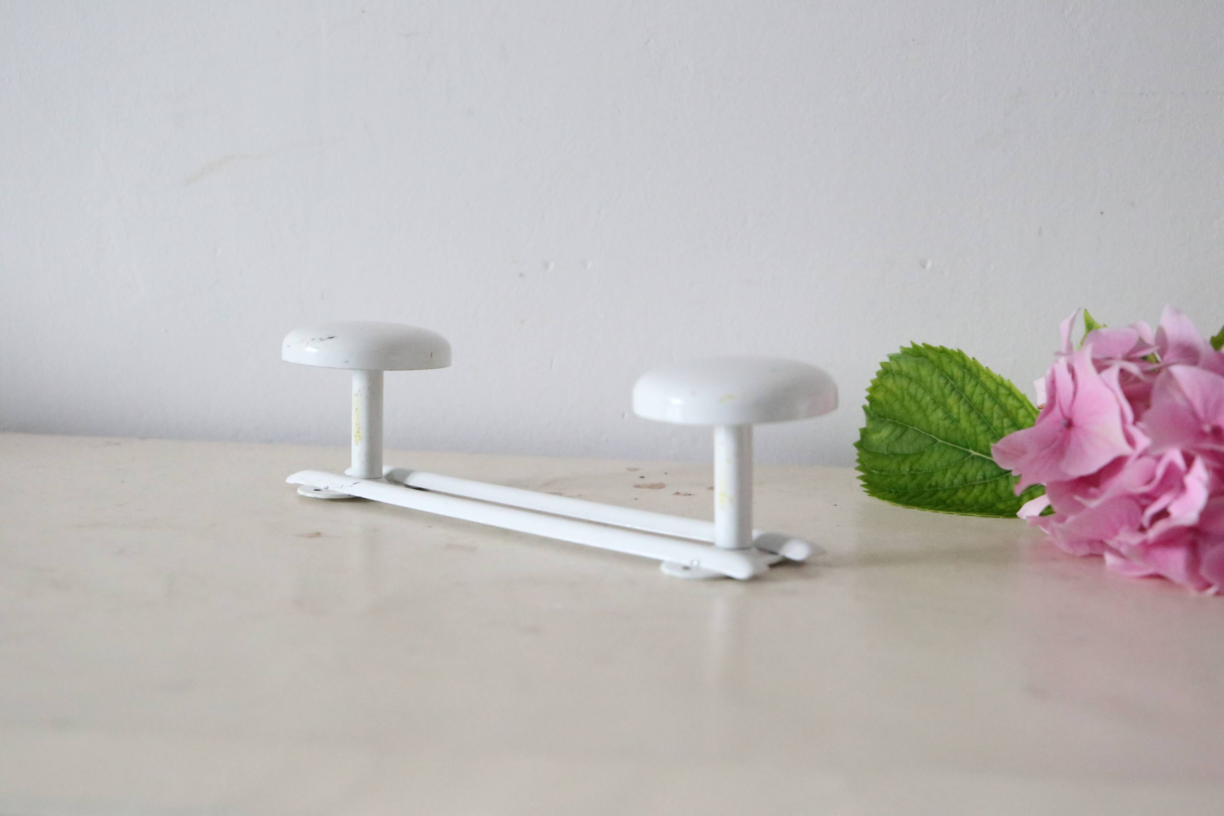 White metal wall coat rack, vintage