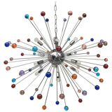 Lustre spoutnik en verre de murano multicolore