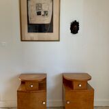 Pair of art deco bedsides in lemon tree magnifying glass