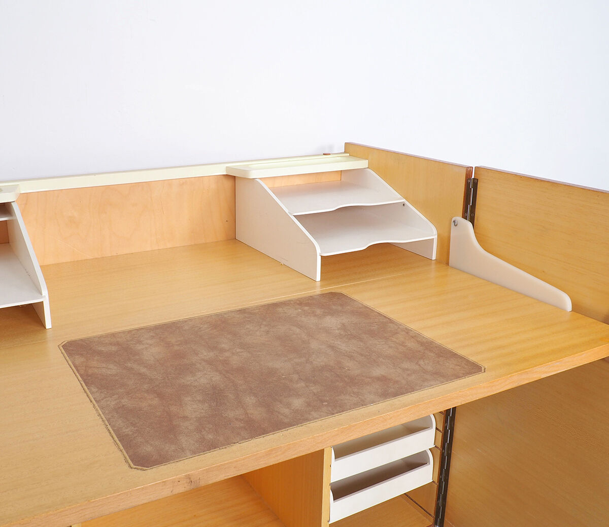 Vintage teak desk in cabinet, 1960s