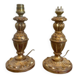 Antique Pair of Wooden Gilded Candle Holders 19th Century