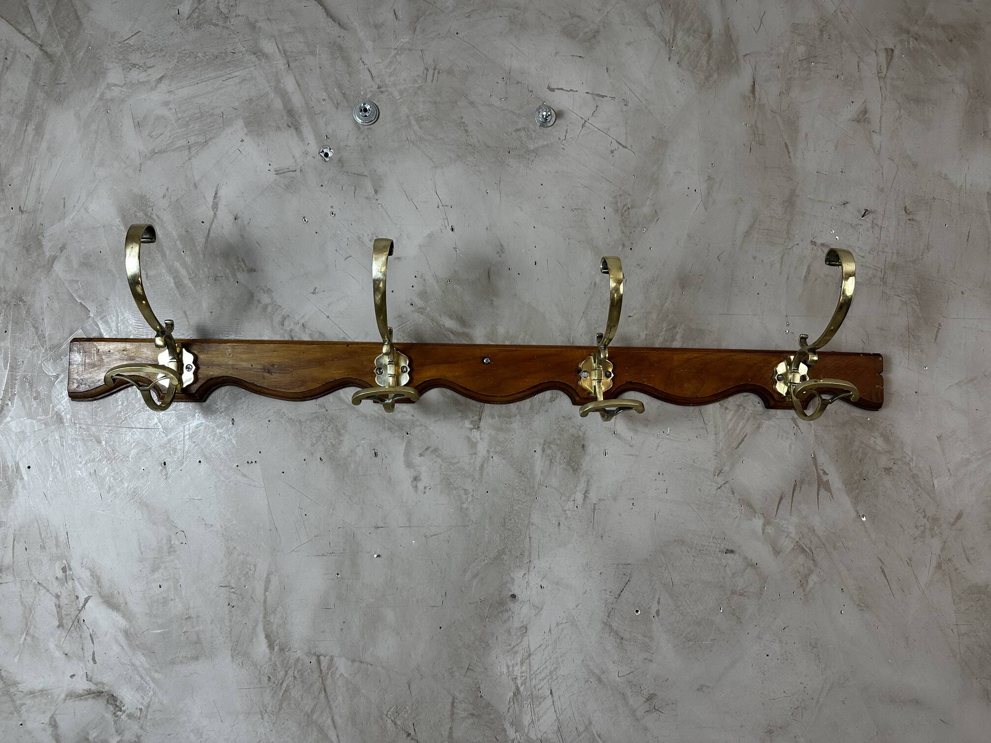 Wood and brass coat hook
