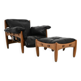 Armchair with footrest "Sheriff" by Sergio Rodrigues for ISA Bergam.