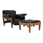 Armchair with footrest "Sheriff" by Sergio Rodrigues for ISA Bergam.