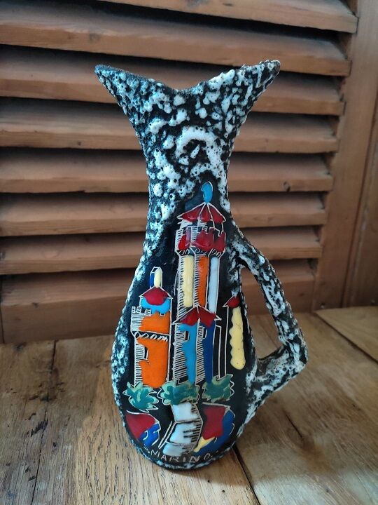 Decanter broc vase ceramic lava san marino old vintage