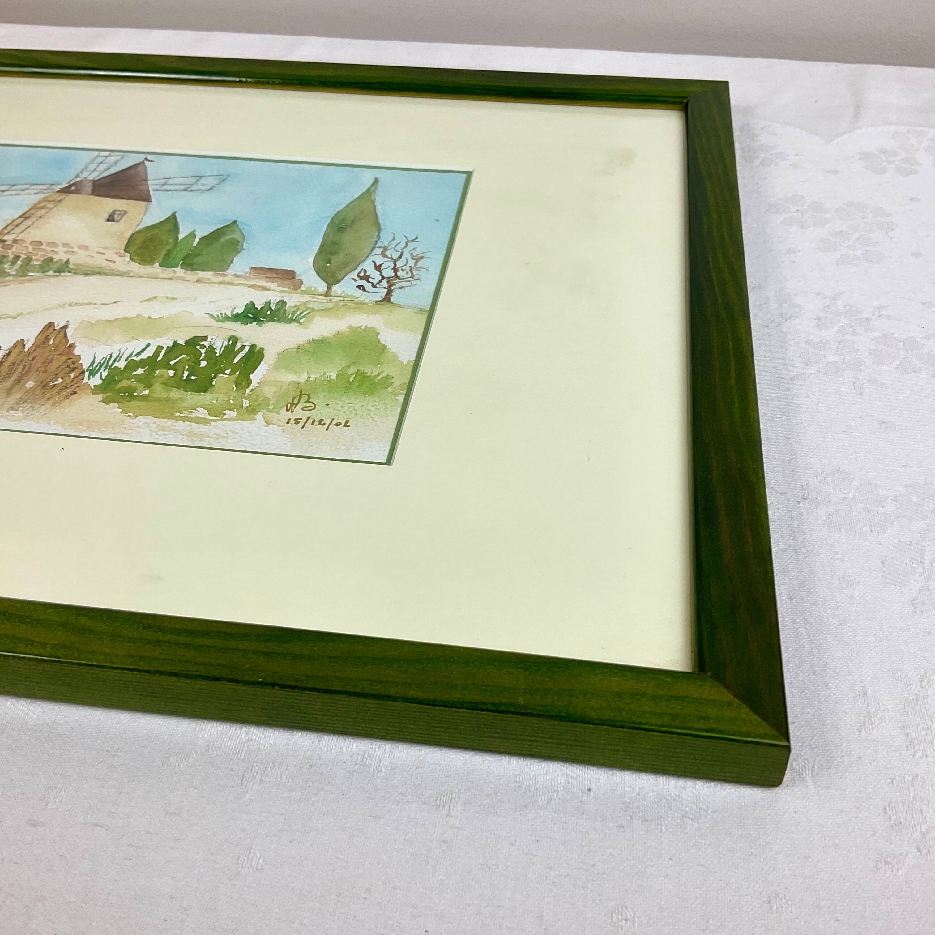 Watercolor painting wooden frame