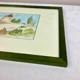 Tableau aquarelle cadre en bois