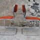 Pair of orange velvet chairs Roche Bobois 70s