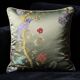 Handmade Satin Chinoiserie Bird Cushion, Cream Piped Botanical Pillow