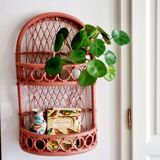 Terracotta rattan and wicker shelf