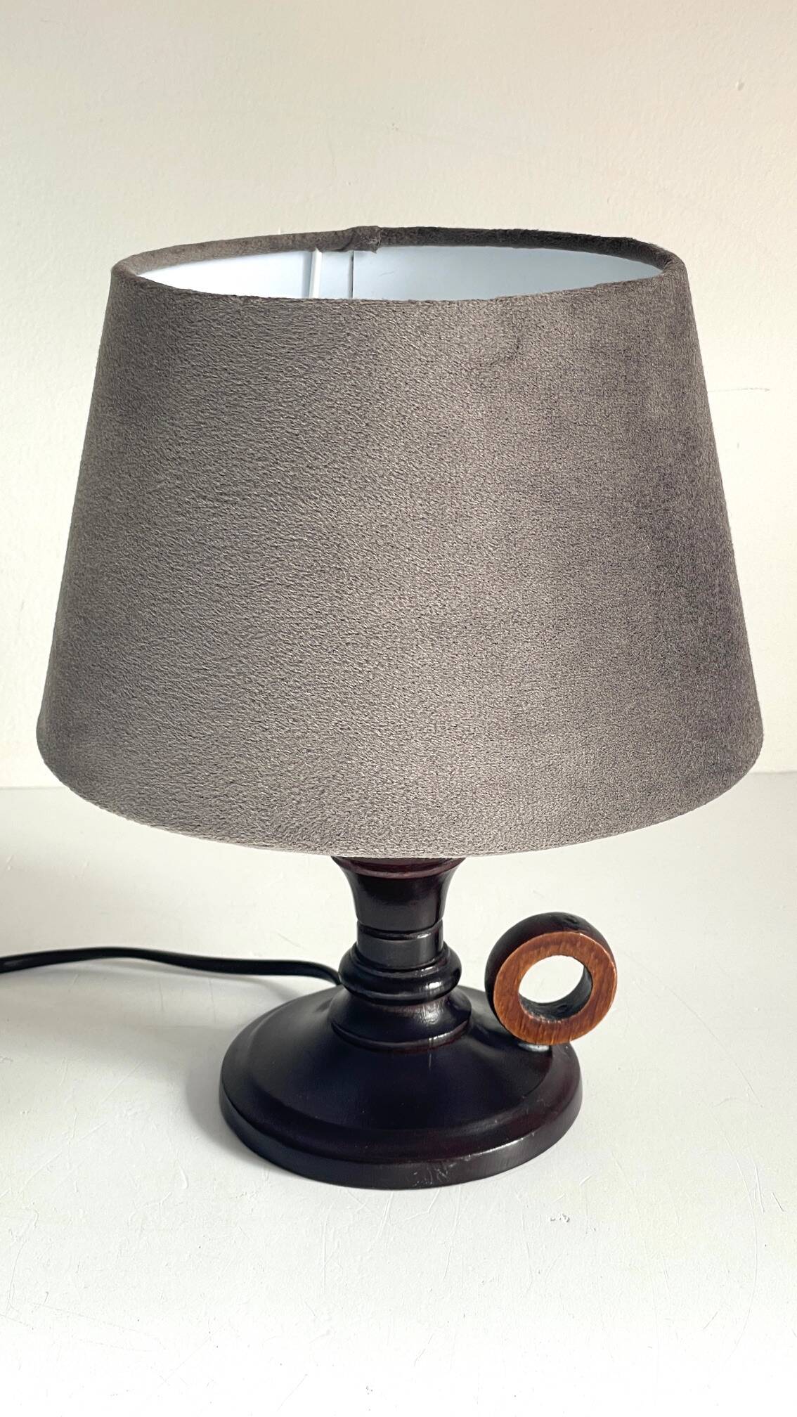 Vintage wooden candle holder lamp