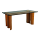 Vintage table in burl wood and glass, Italian design, 1970s.