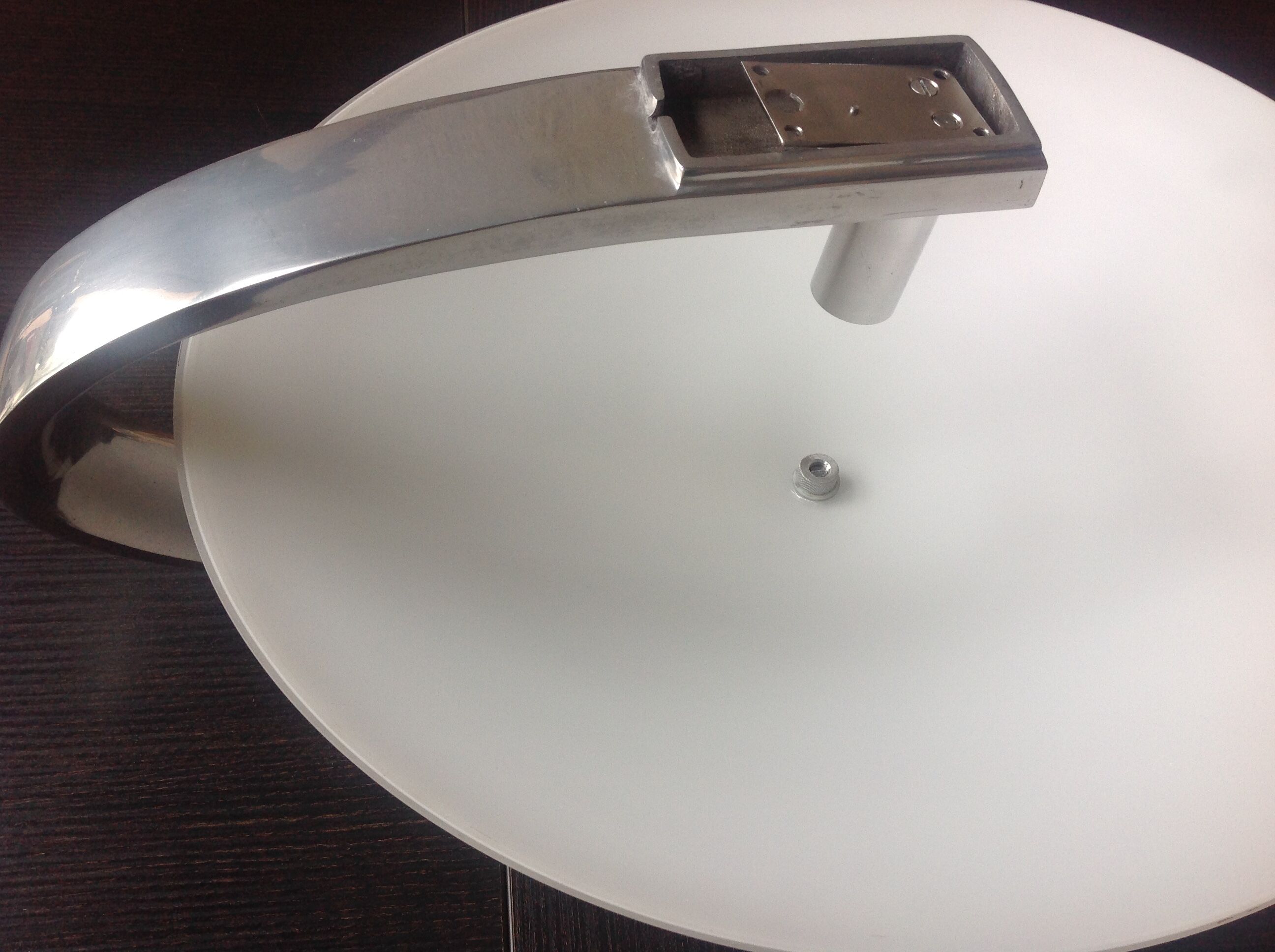 Circular frosted glass wall lamp and aluminum headband by Vetri Murano, vintage 70s-80s