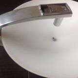 Circular frosted glass wall lamp and aluminum headband by Vetri Murano, vintage 70s-80s