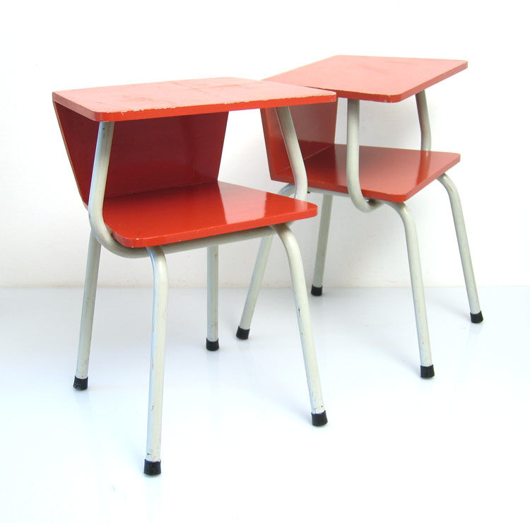 2 fifties red vintage bedside cabinets
