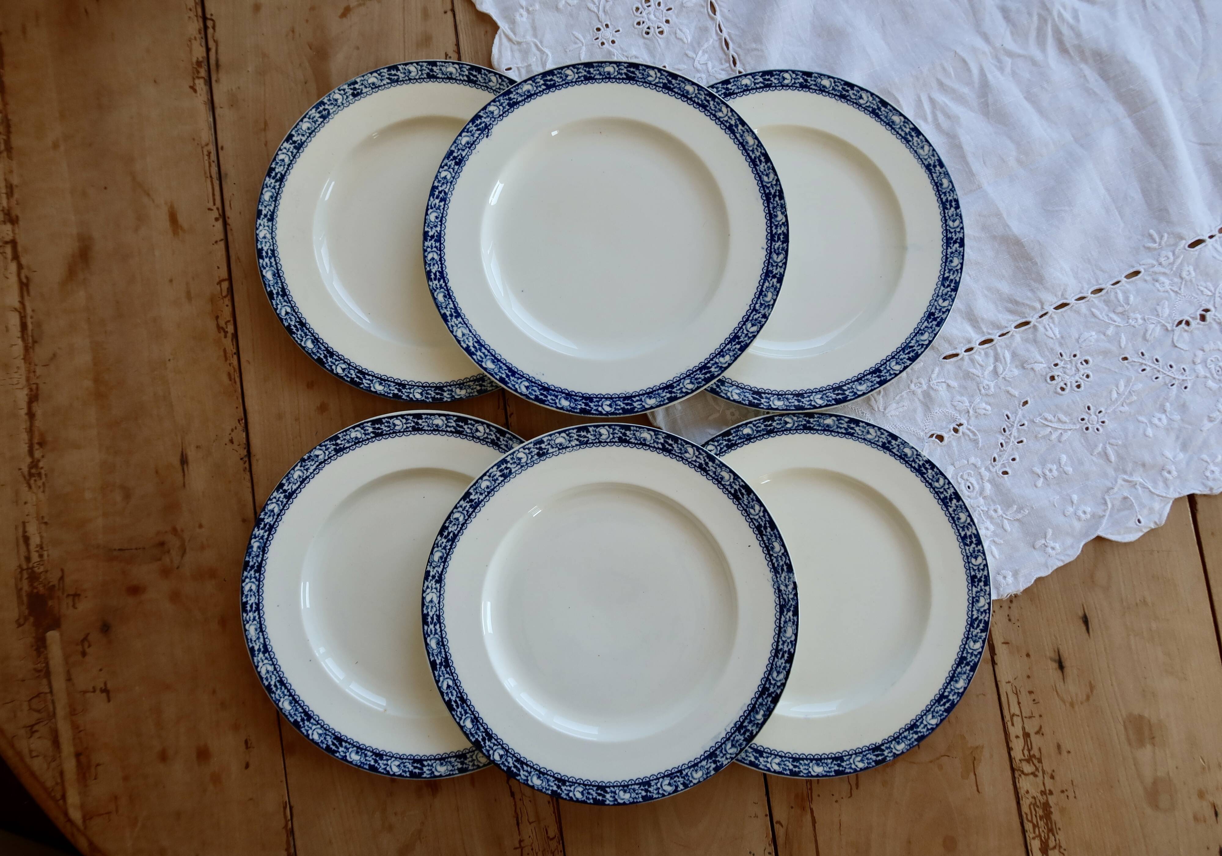 6 vintage ironstone dinner plates Great Universal British