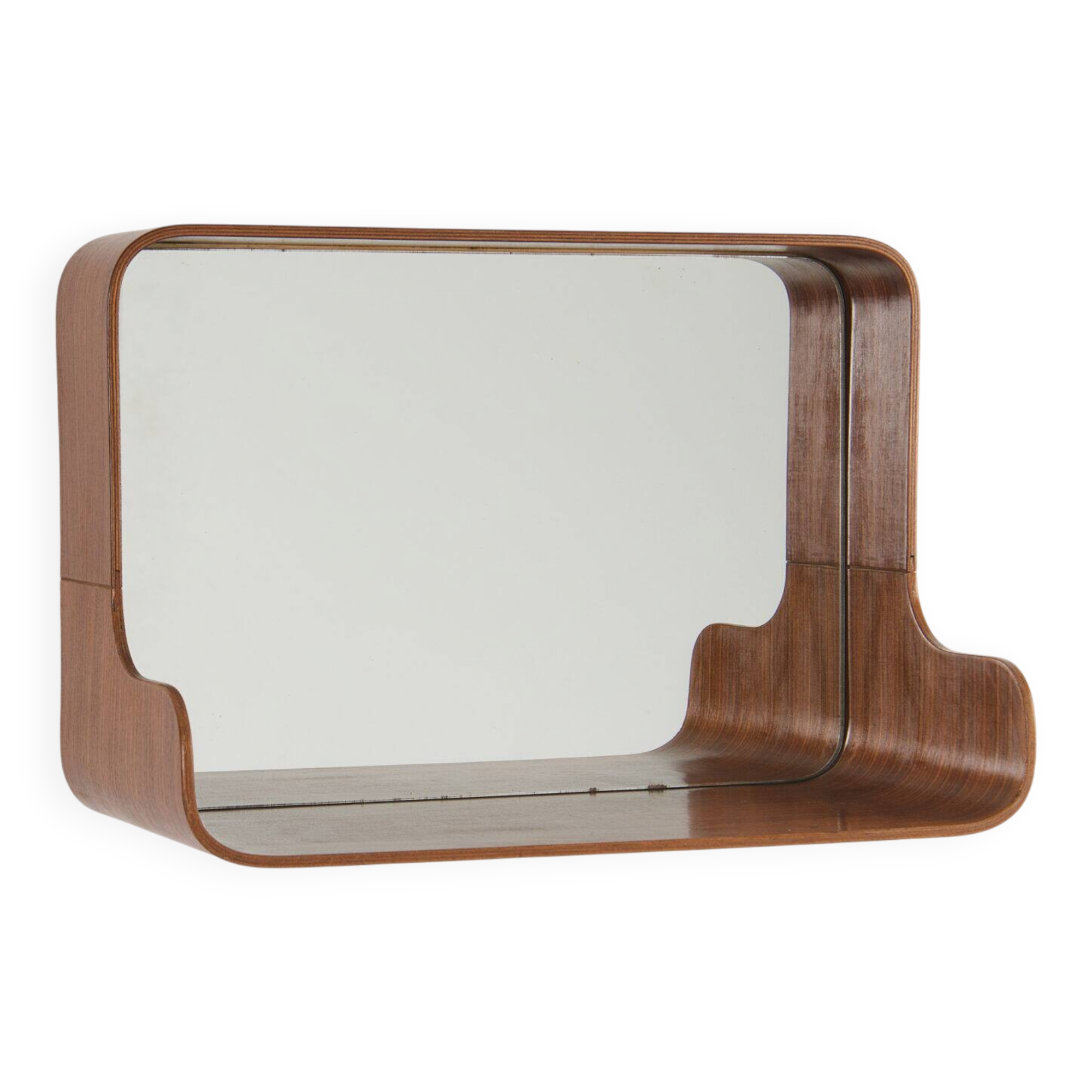 Mid-century wall mirror with shelf