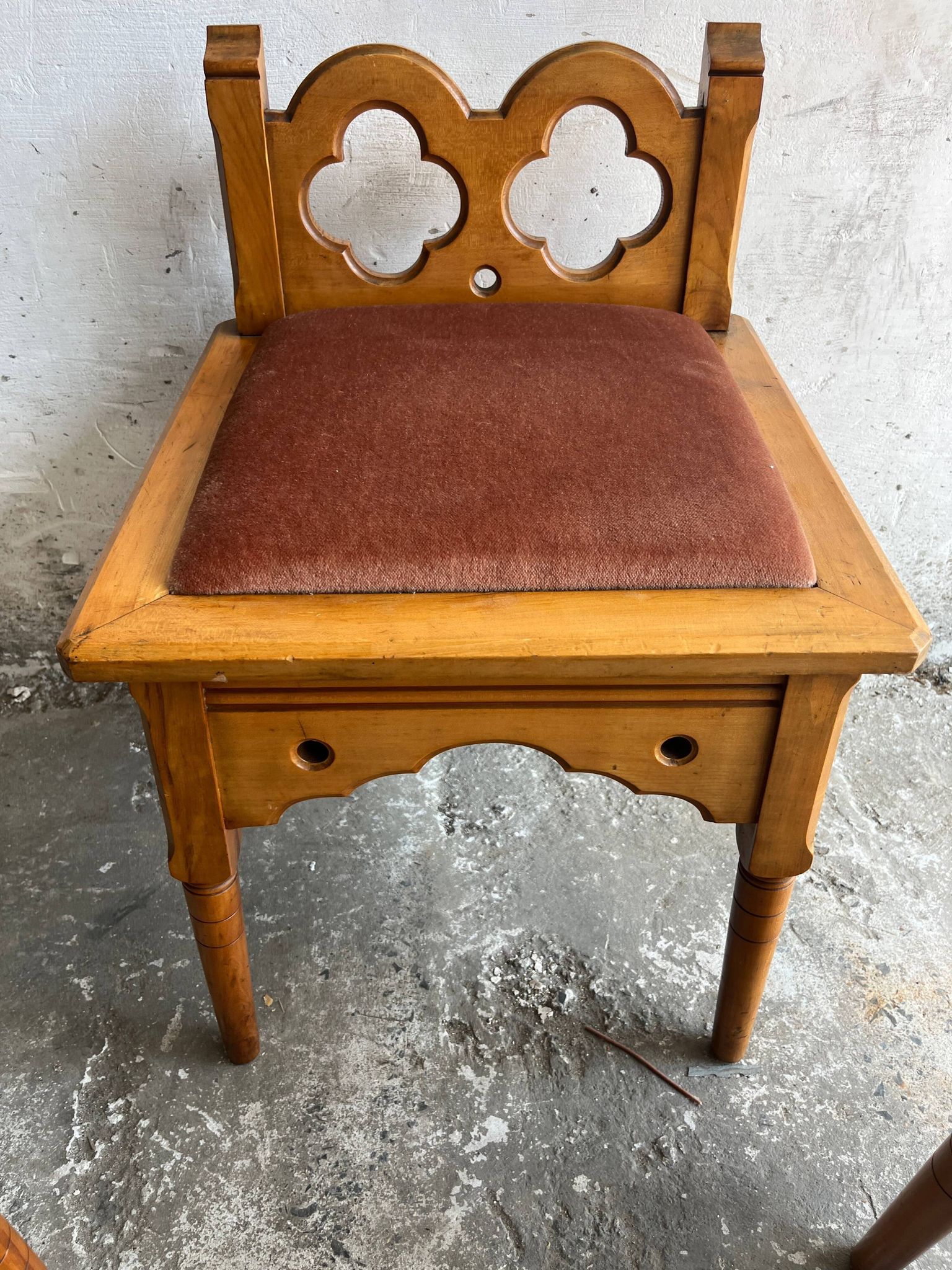 Set of 3 rustic neo-Gothic stools, 1970s