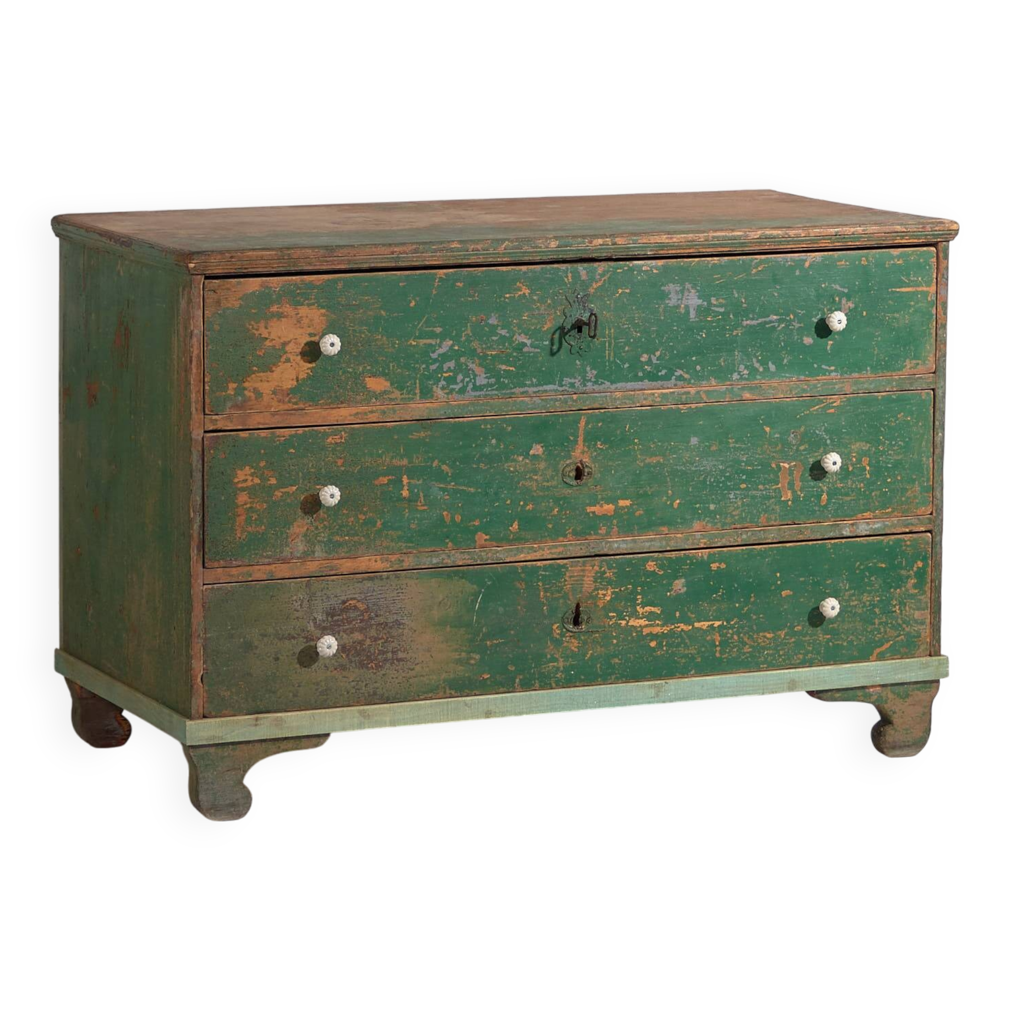 Large antique chest of drawers with green patina (c.1940) #62