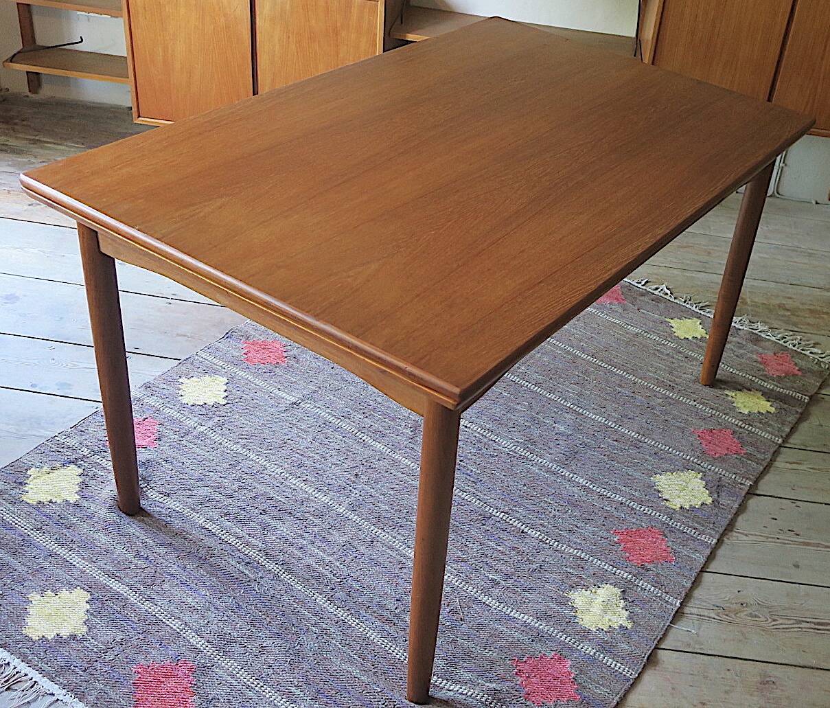 Large mid-century teak extendable dining table 244 x 90 cm, Denmark 1960s
