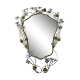 Vintage Tole Mirror with Flowers, circa 1970s