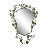 Vintage Tole Mirror with Flowers, circa 1970s