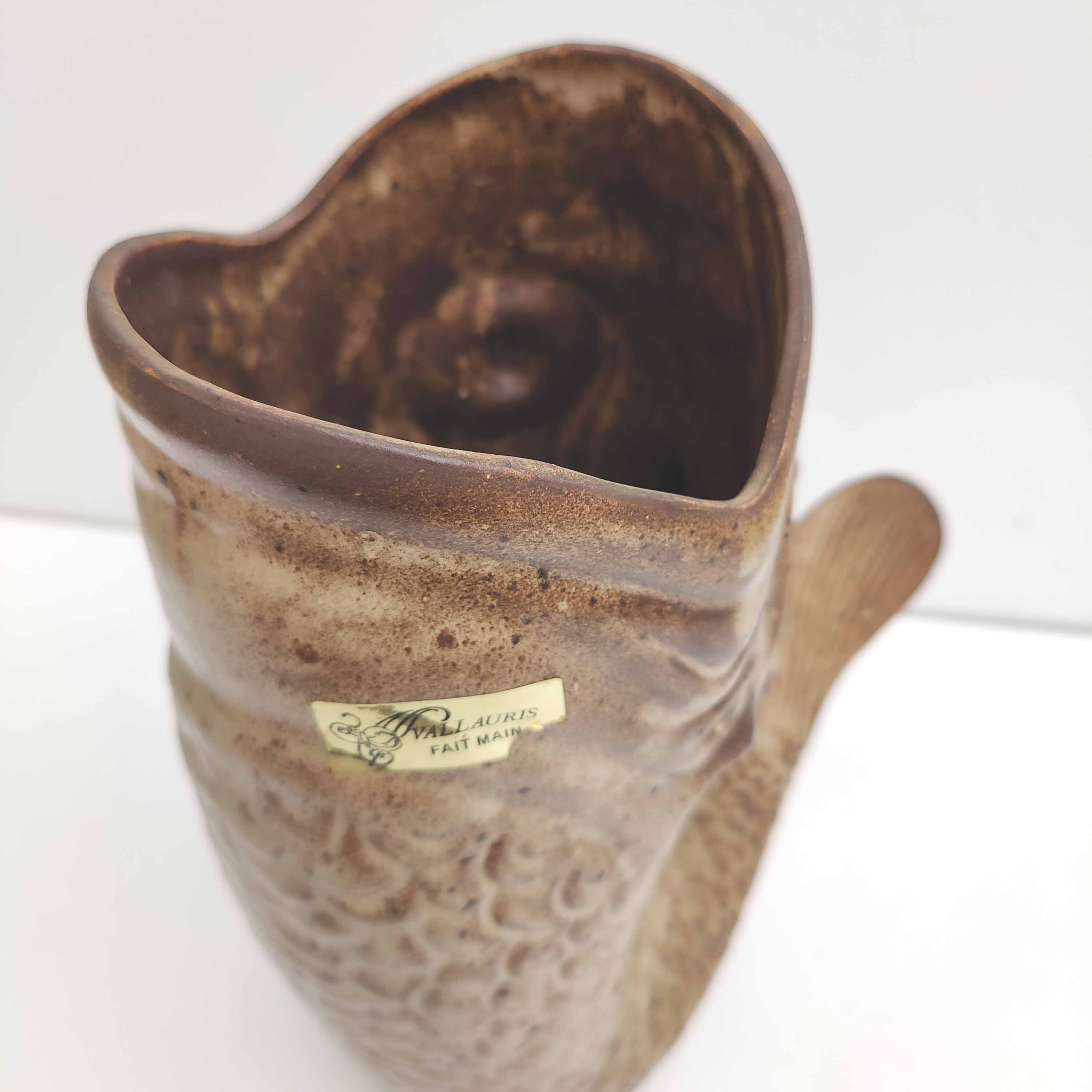 Zoomorphic vase fish Vallauris ceramic