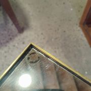 Vintage golden metal rolling dessert trolley